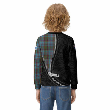 Anderson Tartan Kid Knitted Sweatshirt New Zealand Pattern Unique Zipper Stylized