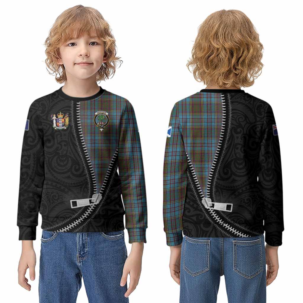 Anderson Tartan Kid Knitted Sweatshirt New Zealand Pattern Unique Zipper Stylized