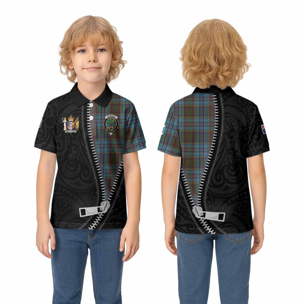 Anderson Tartan Kid Polo Shirt New Zealand Pattern Unique Zipper Stylized
