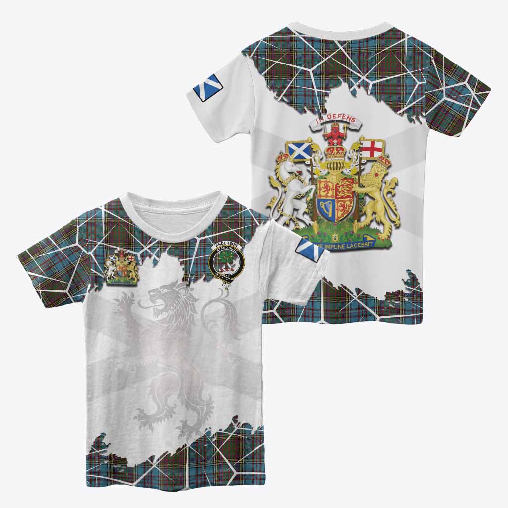 Anderson Tartan Kid T-shirt with Family Crest and Lion Rampant Grunge Style