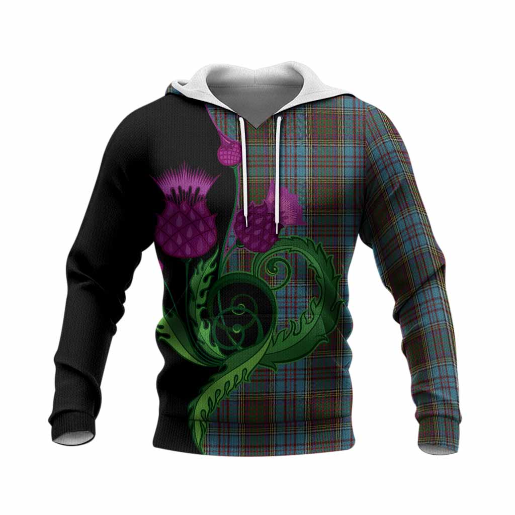 Anderson Tartan Knitted Hoodie Traditional Scottish Thistle