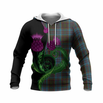 Anderson Tartan Knitted Hoodie Traditional Scottish Thistle