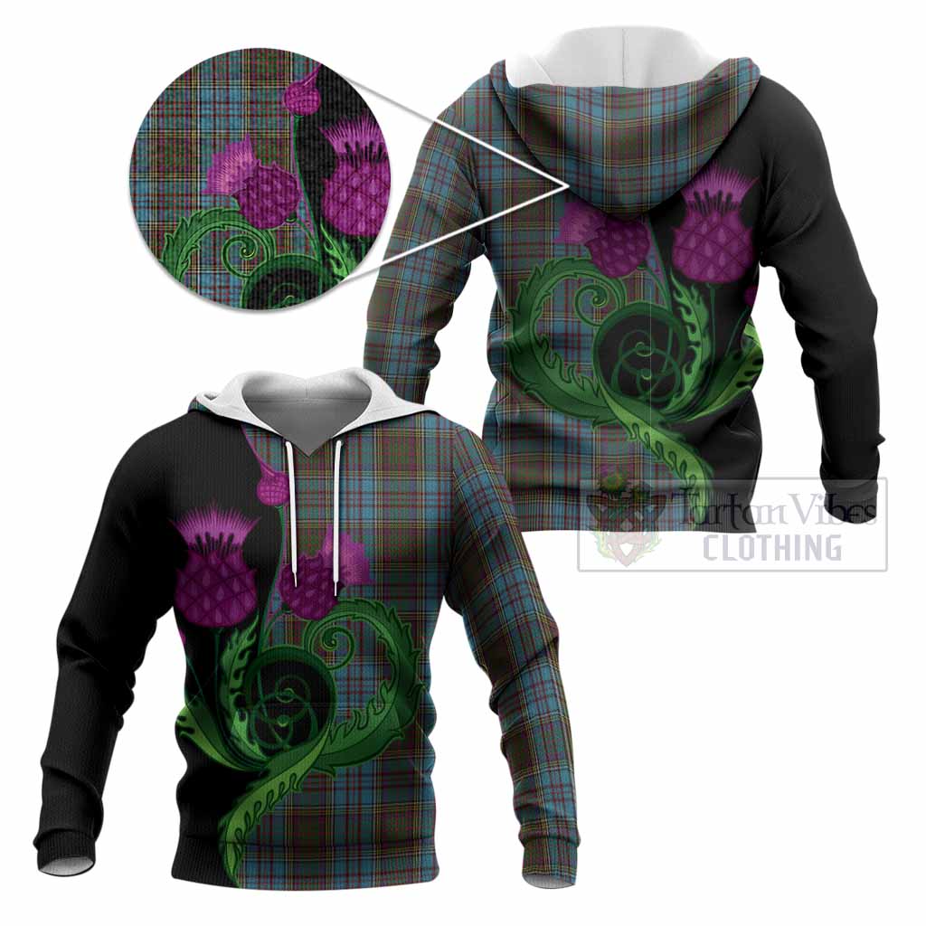 Anderson Tartan Knitted Hoodie Traditional Scottish Thistle