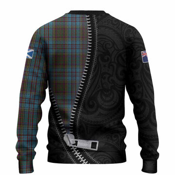 Anderson Tartan Knitted Sweater New Zealand Pattern Unique Zipper Stylized