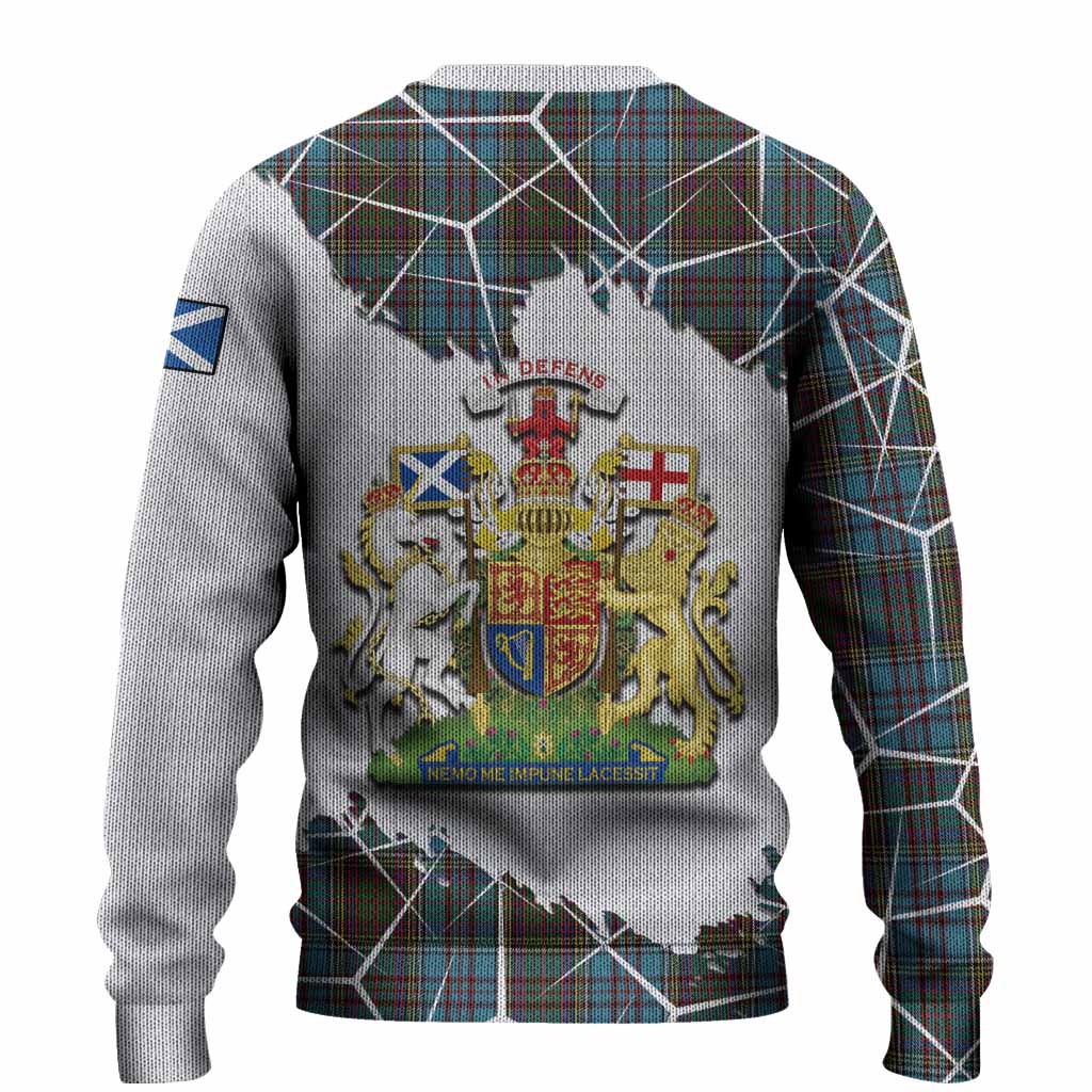 Anderson Tartan Knitted Sweater with Family Crest and Lion Rampant Grunge Style