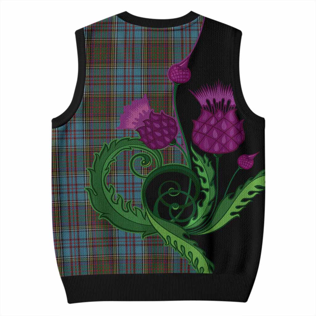 Anderson Tartan Knitted V-Neck Vest Traditional Scottish Thistle