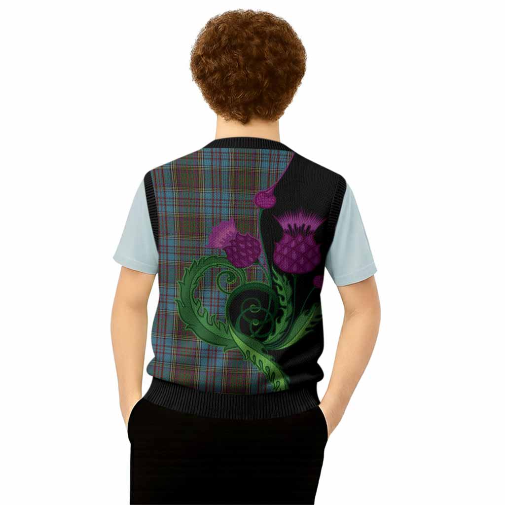 Anderson Tartan Knitted V-Neck Vest Traditional Scottish Thistle