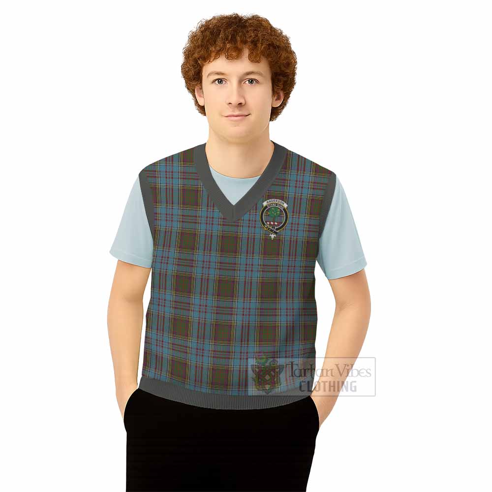 Anderson Tartan Knitted V-Neck Vest with Family Crest - Tartan Vibes Clothing