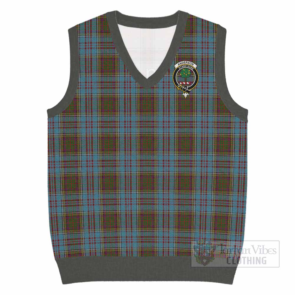 Anderson Tartan Knitted V-Neck Vest with Family Crest - Tartan Vibes Clothing