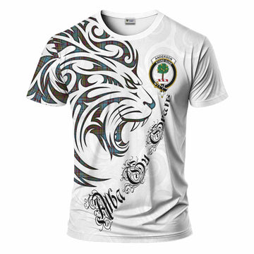 Anderson Tartan Lion Roar T-Shirt Alba Gu Brath with Celtic Motifs