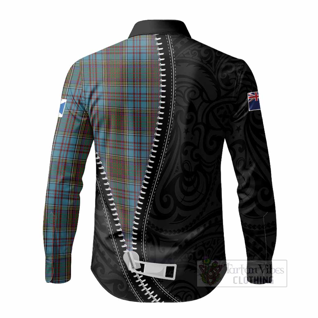 Anderson Tartan Long Sleeve Button Shirts New Zealand Pattern Unique Zipper Stylized