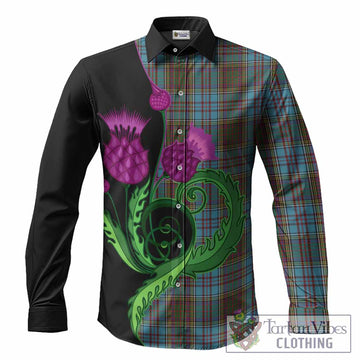 Anderson Tartan Long Sleeve Button Shirts Traditional Scottish Thistle