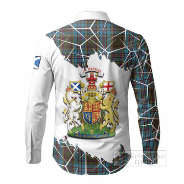 Anderson Tartan Long Sleeve Button Shirts with Family Crest and Lion Rampant Grunge Style