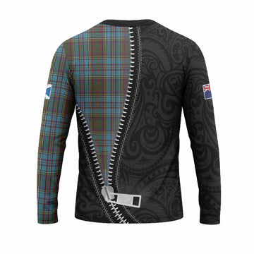 Anderson Tartan Long Sleeve T-Shirt New Zealand Pattern Unique Zipper Stylized