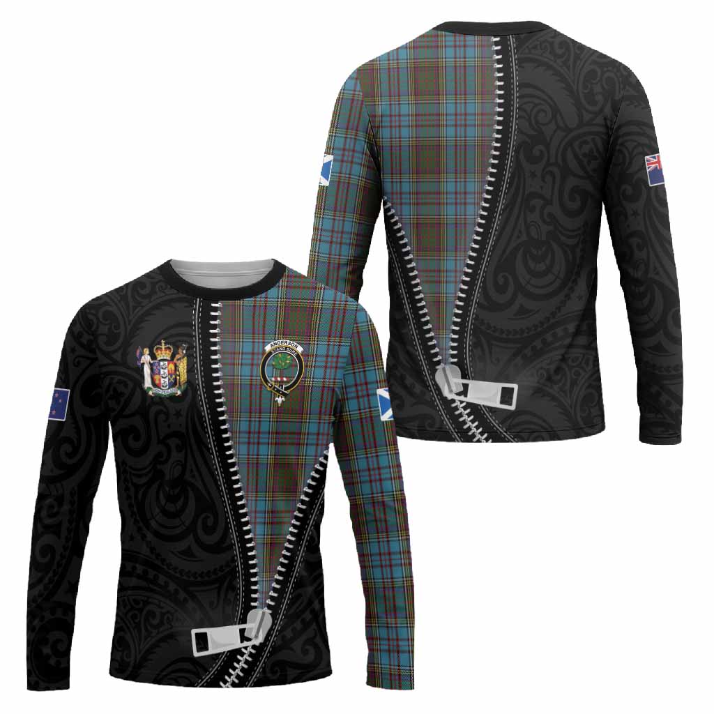 Anderson Tartan Long Sleeve T-Shirt New Zealand Pattern Unique Zipper Stylized