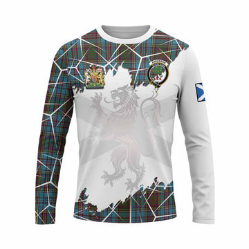 Anderson Tartan Long Sleeve T-Shirt with Family Crest and Lion Rampant Grunge Style