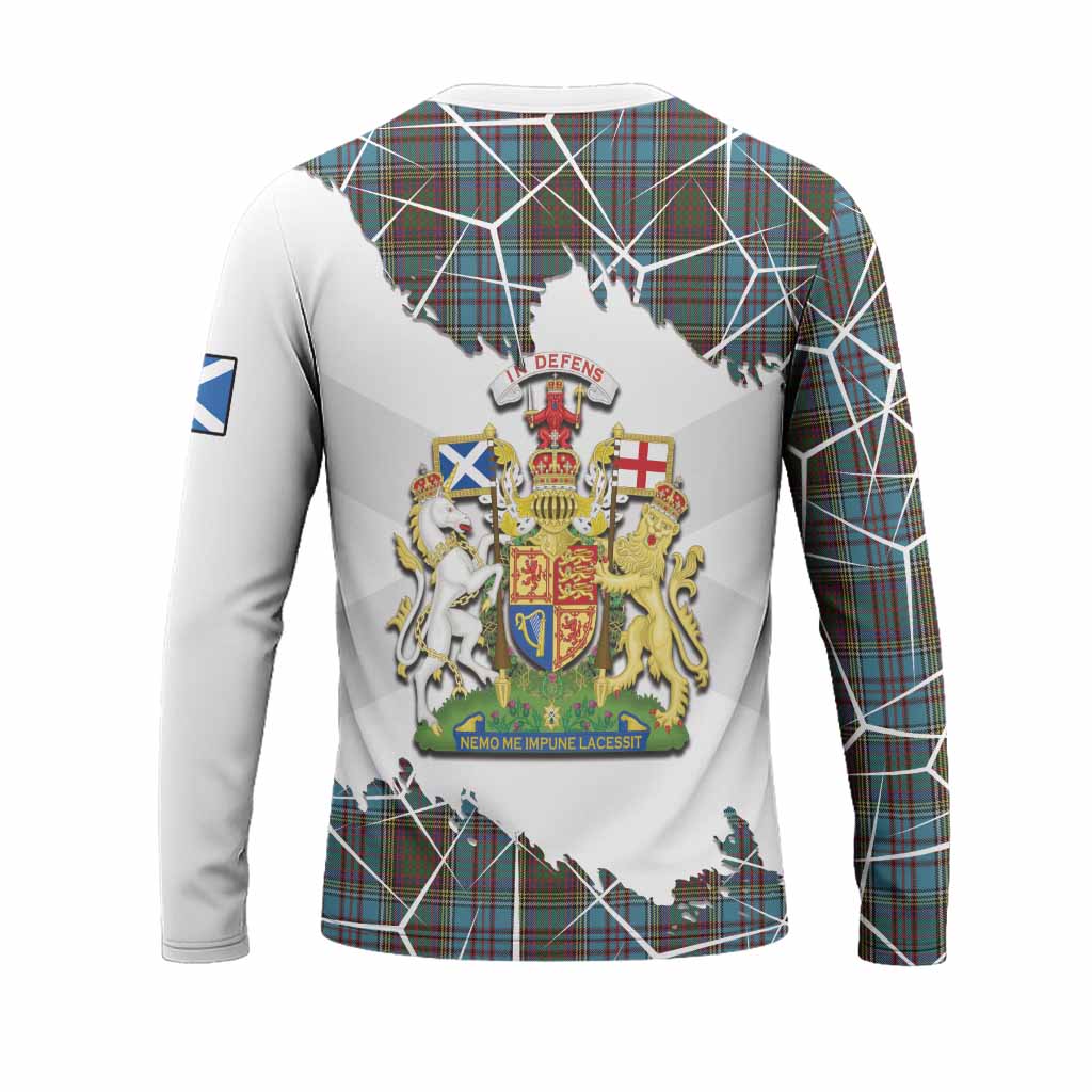 Anderson Tartan Long Sleeve T-Shirt with Family Crest and Lion Rampant Grunge Style
