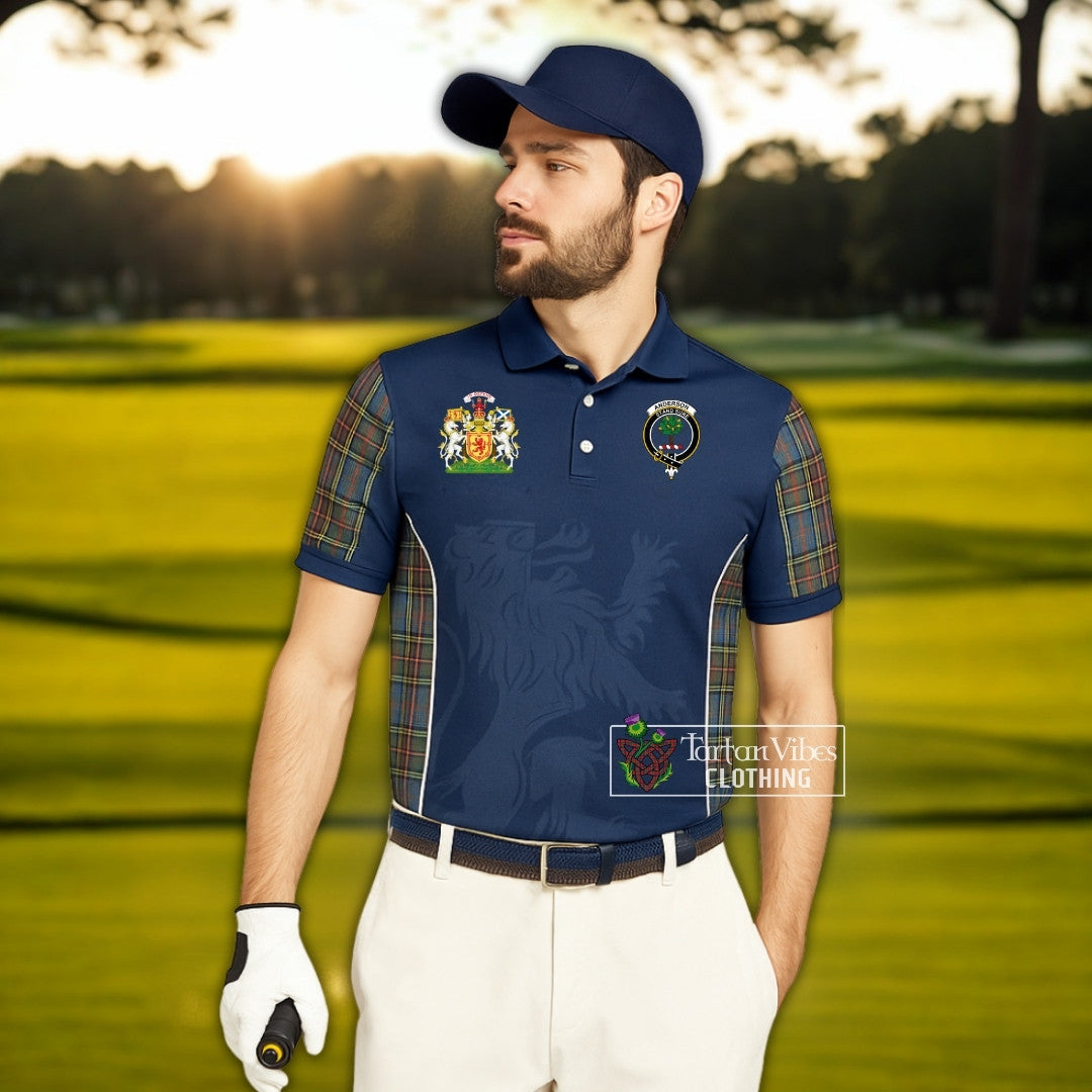 Anderson Tartan Men's Polo Shirt with Family Crest and Lion Rampant Vibes Sport Style