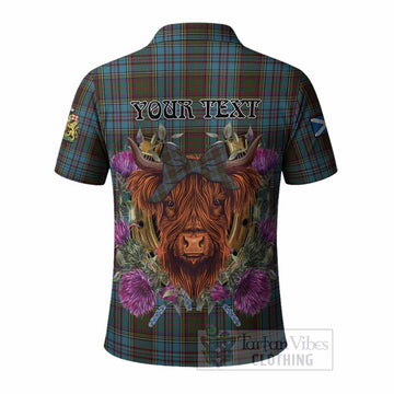 Anderson Tartan Polo Shirt Scottish Thistle Heilan Coo
