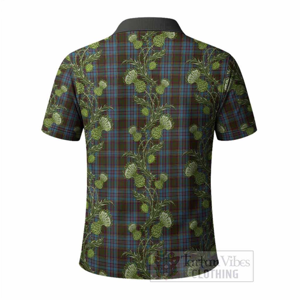 Anderson Tartan Polo Shirt Seamless Scottish Thistle Flowers