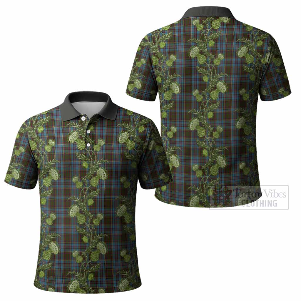 Anderson Tartan Polo Shirt Seamless Scottish Thistle Flowers