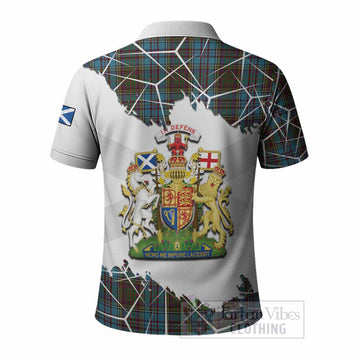 Anderson Tartan Polo Shirt with Family Crest and Lion Rampant Grunge Style