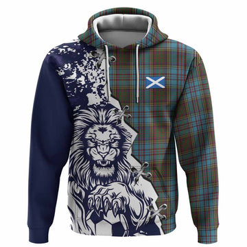 Anderson Tartan Scottish Hoodie Angry Lion With Soccer Ball Style
