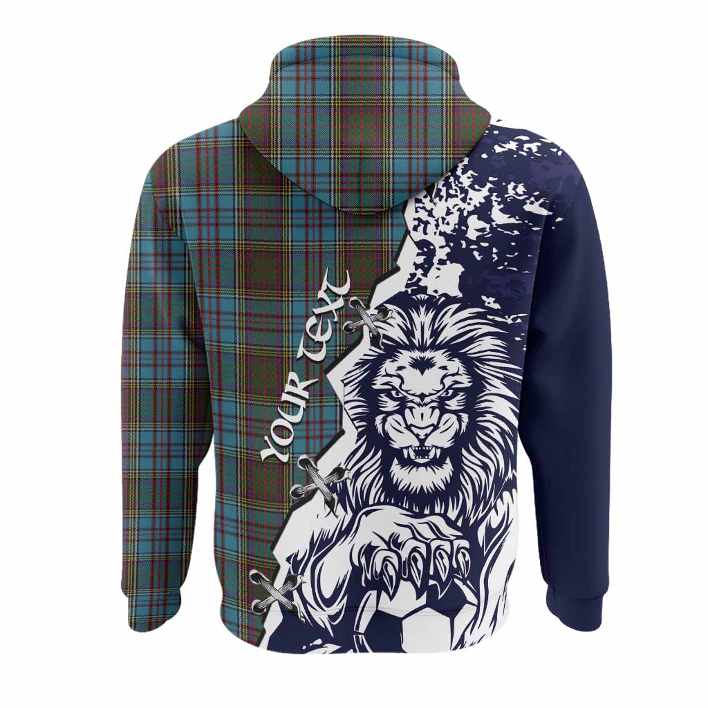 Anderson Tartan Scottish Hoodie Angry Lion With Soccer Ball Style