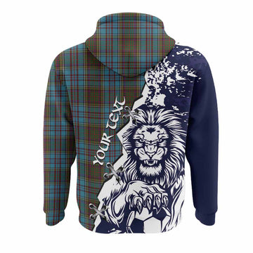 Anderson Tartan Scottish Hoodie Angry Lion With Soccer Ball Style