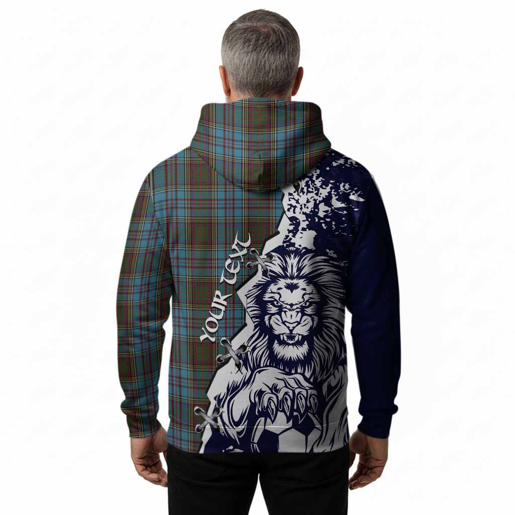 Anderson Tartan Scottish Hoodie Angry Lion With Soccer Ball Style