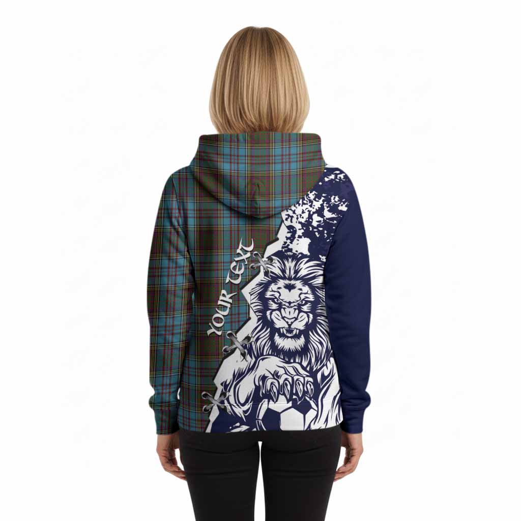 Anderson Tartan Scottish Hoodie Angry Lion With Soccer Ball Style
