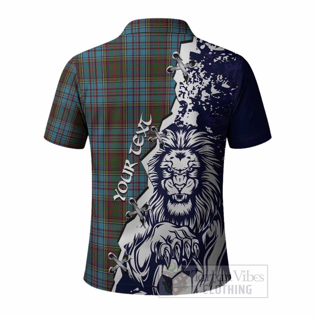 Anderson Tartan Scottish Polo Shirt Angry Lion With Soccer Ball Style