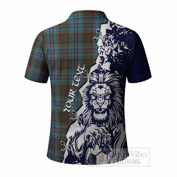 Anderson Tartan Scottish Polo Shirt Angry Lion With Soccer Ball Style