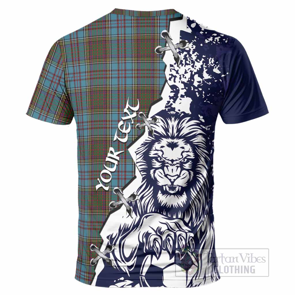 Anderson Tartan Scottish T-Shirt Angry Lion With Soccer Ball Style