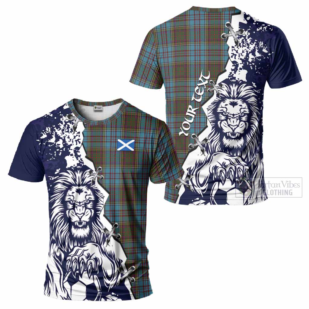 Anderson Tartan Scottish T-Shirt Angry Lion With Soccer Ball Style