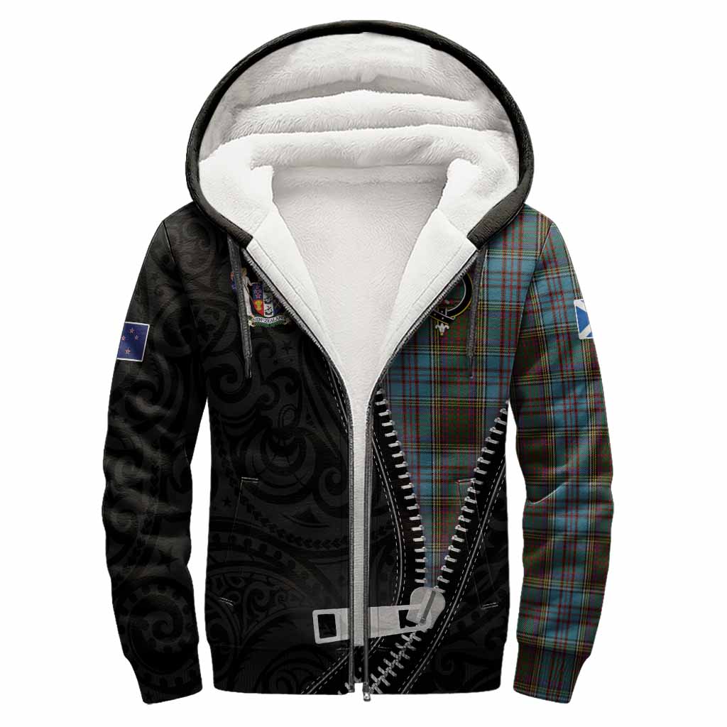 Anderson Tartan Sherpa Hoodie New Zealand Pattern Unique Zipper Stylized