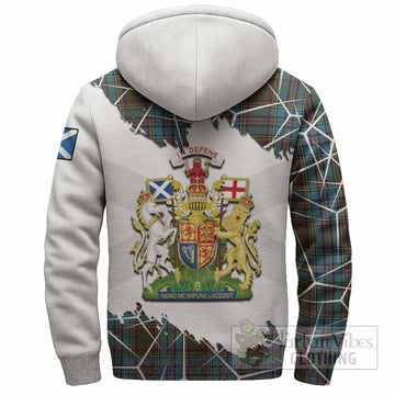 Anderson Tartan Sherpa Hoodie with Family Crest and Lion Rampant Grunge Style