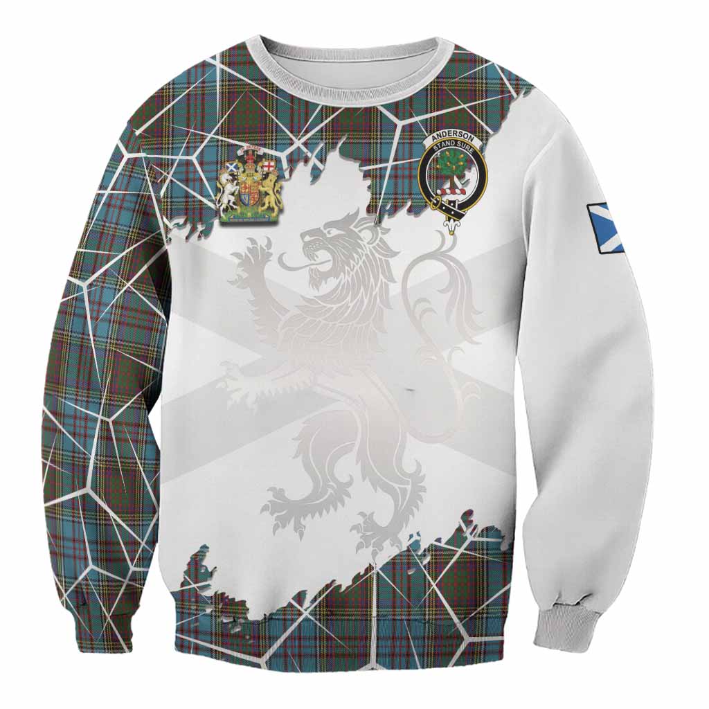 Anderson Tartan Sweatshirt with Family Crest and Lion Rampant Grunge Style