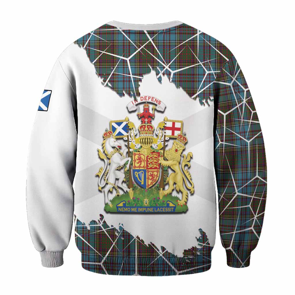 Anderson Tartan Sweatshirt with Family Crest and Lion Rampant Grunge Style