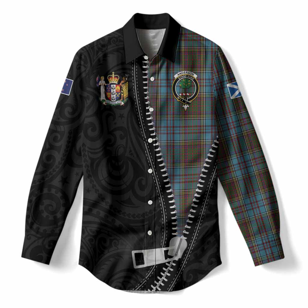 Anderson Tartan Women Casual Shirt New Zealand Pattern Unique Zipper Stylized