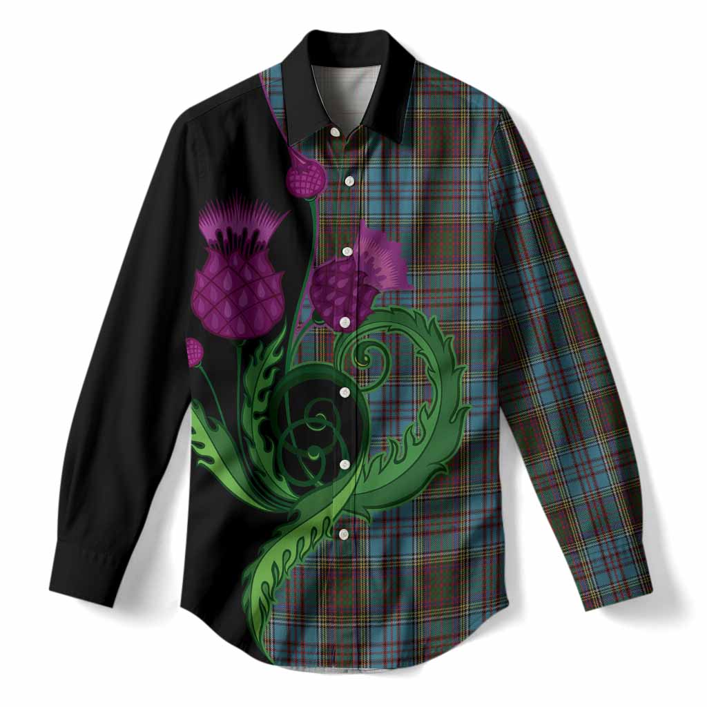 Anderson Tartan Women Casual Shirt Traditional Scottish Thistle