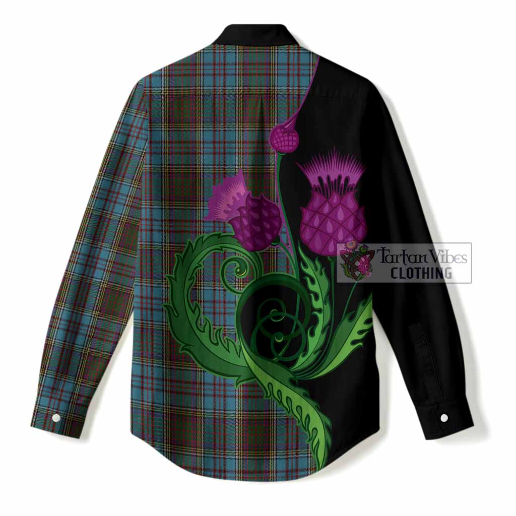 Anderson Tartan Women Casual Shirt Traditional Scottish Thistle
