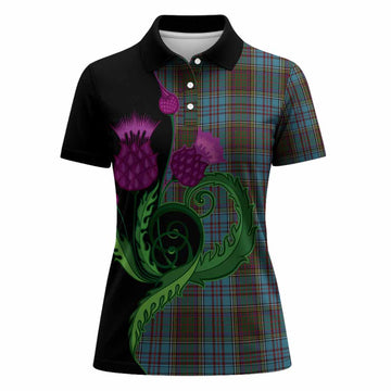 Anderson Tartan Women Polo Shirt Traditional Scottish Thistle