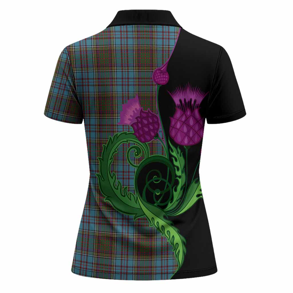 Anderson Tartan Women Polo Shirt Traditional Scottish Thistle