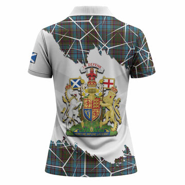 Anderson Tartan Women Polo Shirt with Family Crest and Lion Rampant Grunge Style