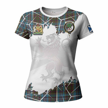 Anderson Tartan Women T shirt with Family Crest and Lion Rampant Grunge Style