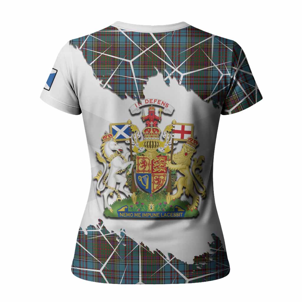 Anderson Tartan Women T shirt with Family Crest and Lion Rampant Grunge Style
