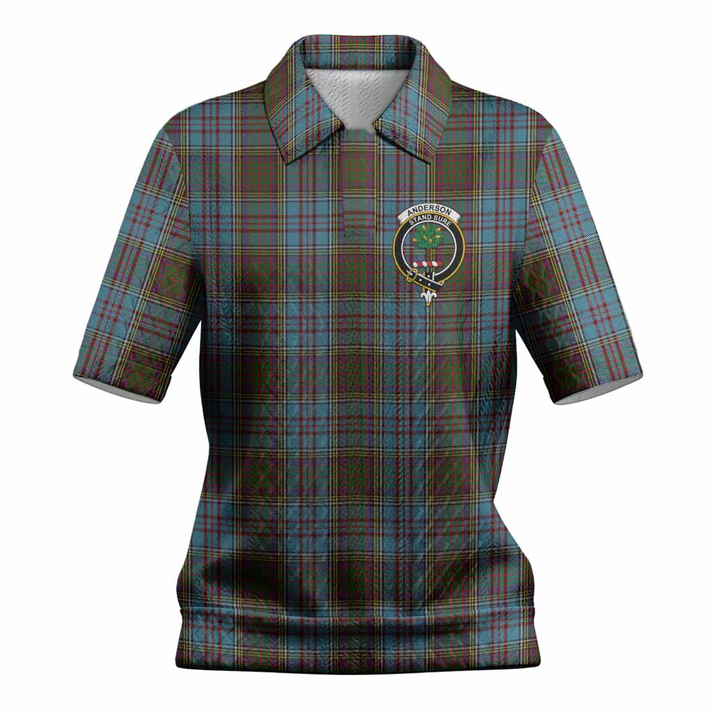 Anderson Tartan Women’s Polo Sweater Top with Family Crest