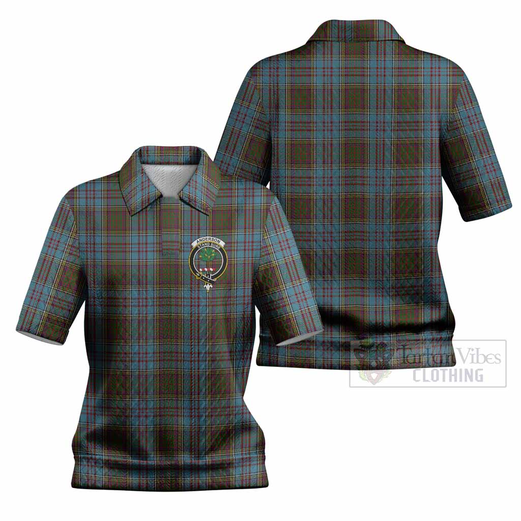 Anderson Tartan Women’s Polo Sweater Top with Family Crest