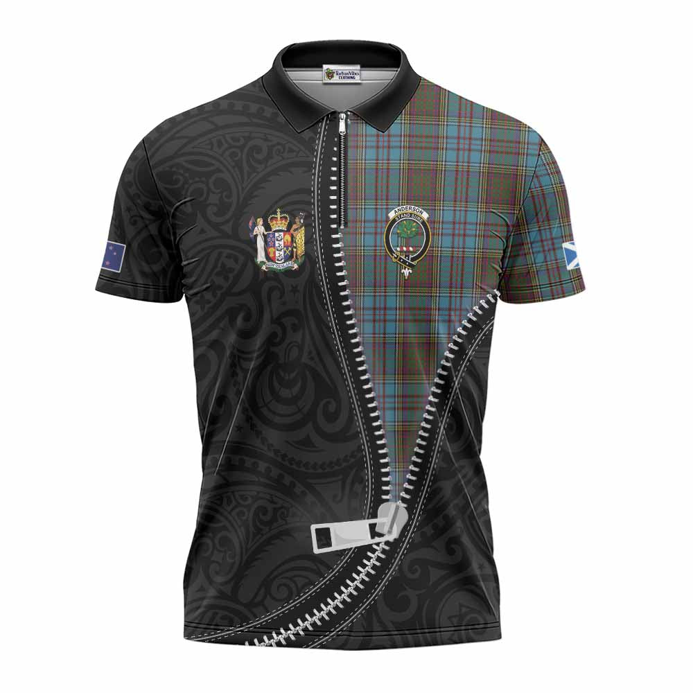 Anderson Tartan Zipper Polo Shirt New Zealand Pattern Unique Zipper Stylized